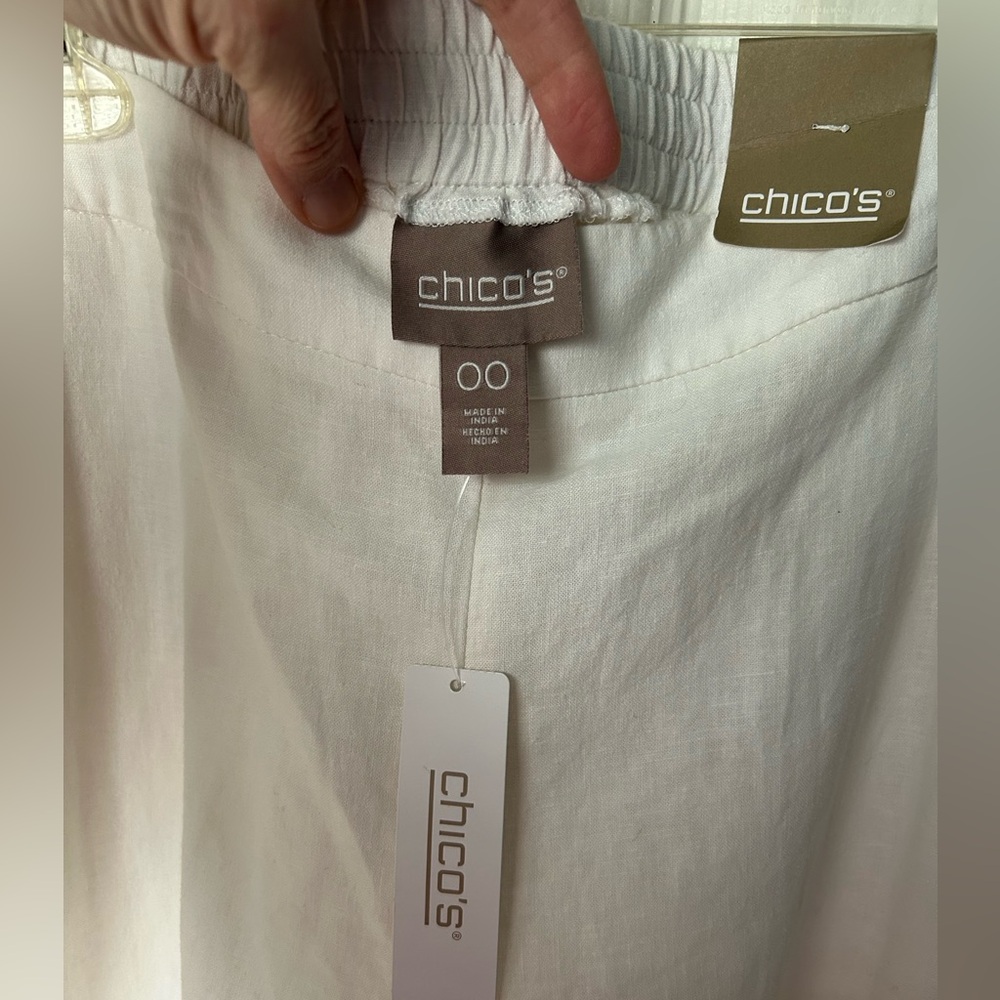 Chicos White Linen Pull On Wide Leg Trousers Pant Size 00 (US Size 2) NWT - Picture 6 of 12